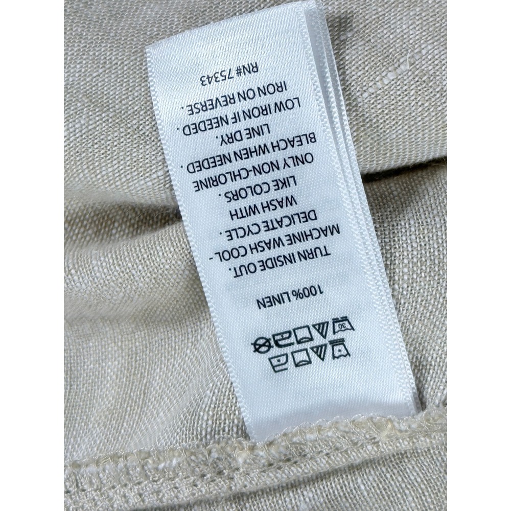 Jones & Co Jones New York Womens Trucker Jacket Medium 100% Linen Beige Oatmeal - Picture 9 of 13